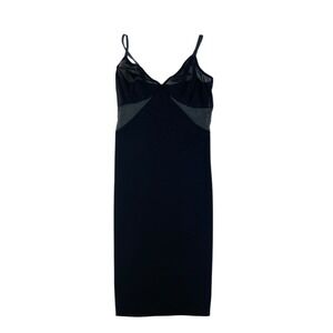 Spanx Black/Grey  Shapewear Slip Dress Large Body Shaping Mesh Panels